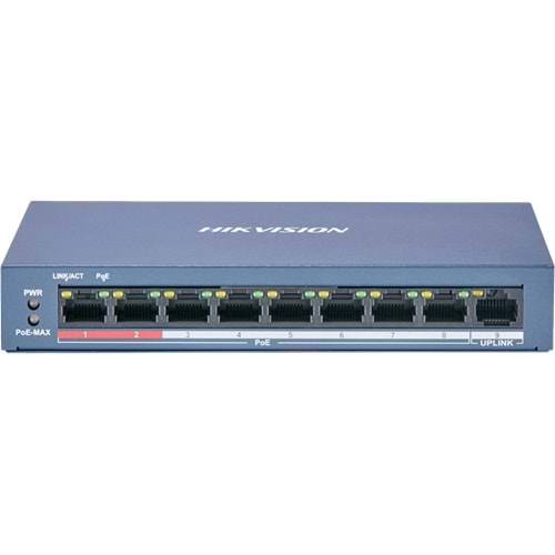 HIKVISION DS-3E0109P-E/M 9 Port 10/100 Yönetilemez Switch 8 port poe 58W Metal Kasa